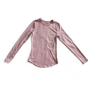 No Boundaries Pink Ribbed Long Sleeve Scoop Neck Top Size M